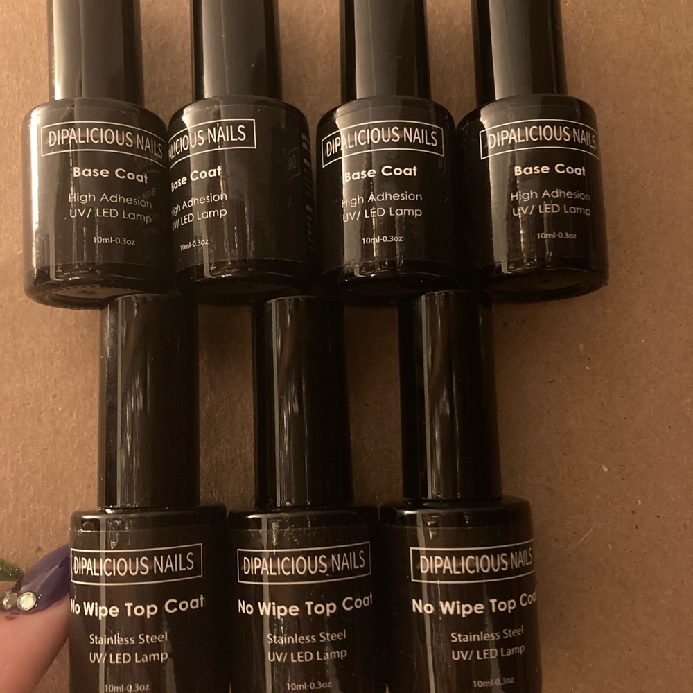 Dipalicious base coat and top coat. All HEMA free.